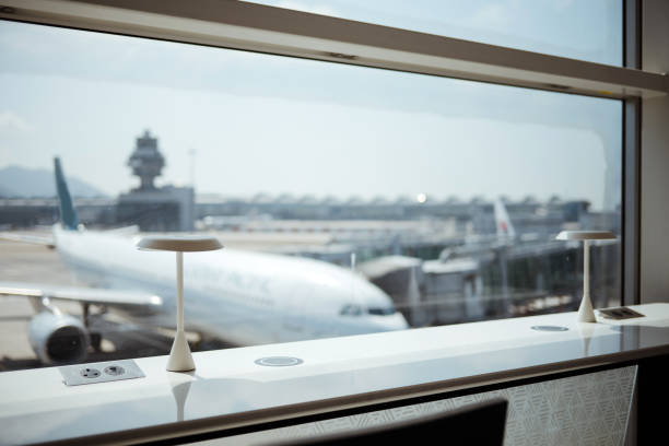 Airline waiting seats at Incheon International Airport in Seoul, South Korea. High quality photo