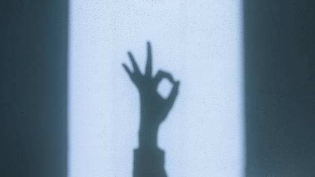 istock Shadow of a hand making the OK gesture on a sunlit wall, symbolizing approval, positivity, and communication with natural light and strong contrast 2204662504