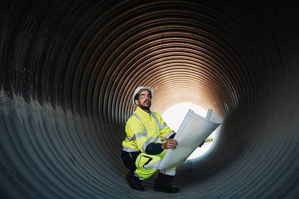 istock Engineers collaborate inside a massive steel pipe, constructing a tunnel for an industrial pipeline transporting oil, gas, and fuel. 2204663044
