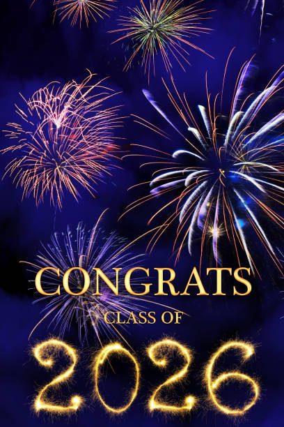 istock CONGRATS CLASS of 2026 lettering with beautiful fireworks 2204664345