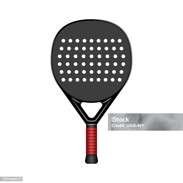 Padel Racket View Black Padel Racket With Perforated Surface Isolated On White Background ...