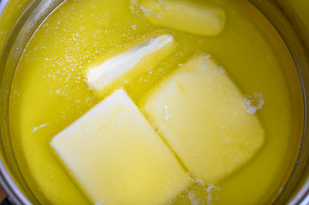 Melt butter in a saucepan close up
