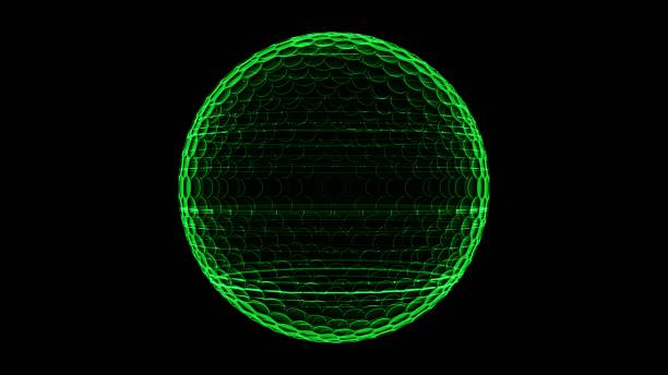 istock Green hologram golf ball on black background. 2204668975