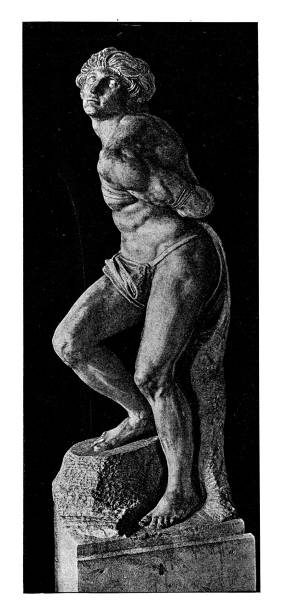 istock Larger-than-life marble statue of a prisoner by Michelangelo 2204670565