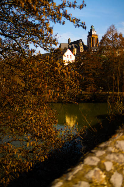 Limburg Cathedral in Germany, viewed from the bridge. The cathedral stands above the old city.
