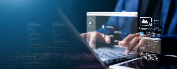 istock Chat with AI or Artificial Intelligence. Young businessman chatting with a smart AI or artificial intelligence using an artificial intelligence chatbot developed by OpenAI. 2204680633