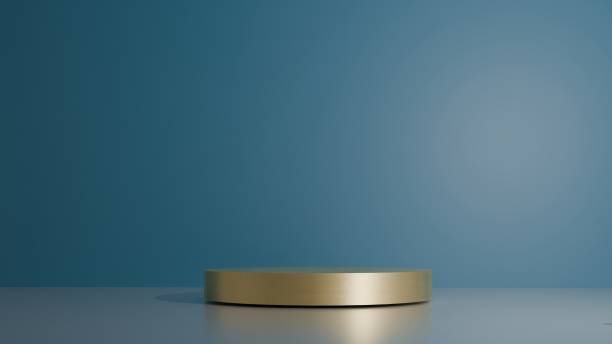 istock 3D Render A gold podium is on a blue background 2204680701