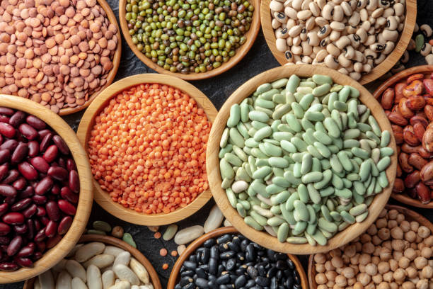 istock Various legumes, overhead flat lay shot. Many different pulses, an assortment 2204686505