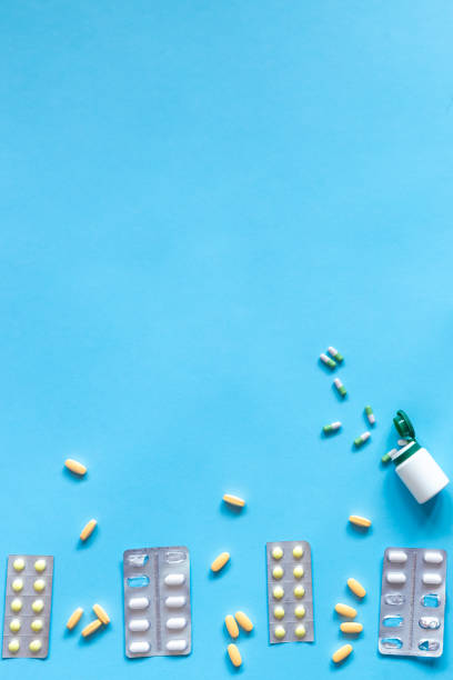 istock Medicine concept. Various drugs and pills. Top view with copy space. 2204688197