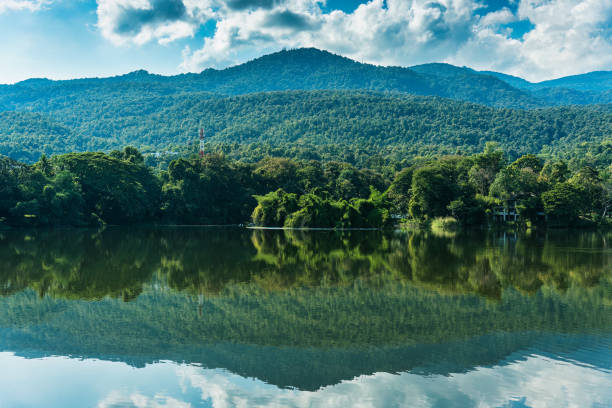istock Ang Kaew reservoir with forest and lake reflection on sunny day 2204693048