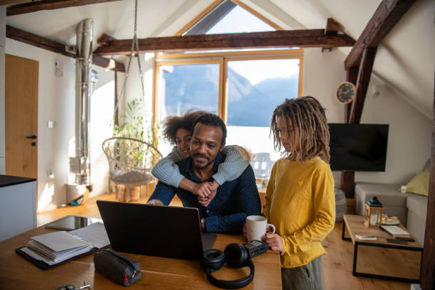 istock Content Creator Father Working with kids at home 2204693417