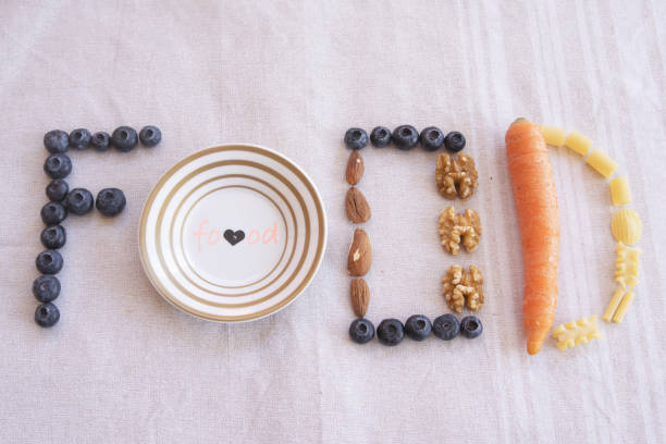 food concept with the word written with various kinds of foods