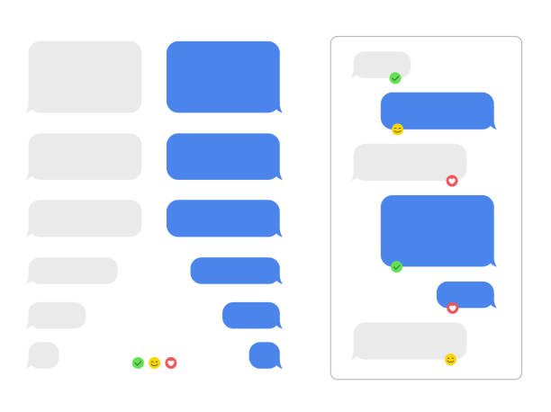 illustrations, cliparts, dessins animés et icônes de ensemble de conception de bulles et d’icônes de chat - messagerie en ligne