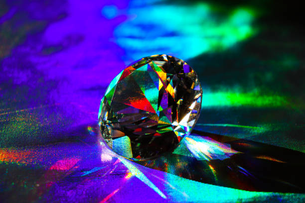 istock Holographic background. Diamond on shiny background. Rainbow effect. 2204703680