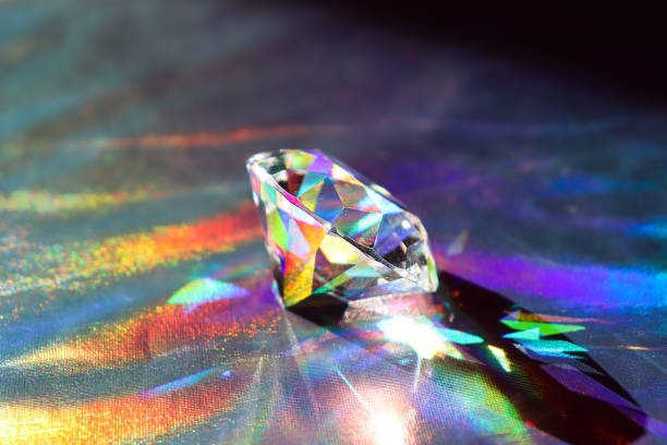 istock Holographic background. Diamond on shiny background. Rainbow effect. 2204704394
