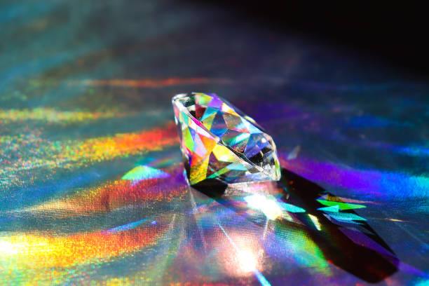 istock Holographic background. Diamond on shiny background. Rainbow effect. 2204704413