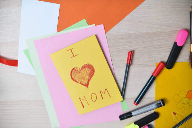 istock Handmade Birthday Card for Mother With Drawn Heart 2204704436