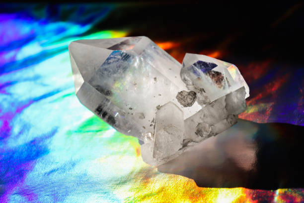 istock Holographic background. Crystal on a shiny background. Rock crystal. 2204705027