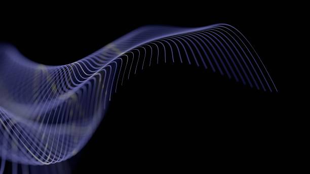 istock Curved glowing lines forming a fluid wave pattern on a black background, creating a minimal and futuristic abstract design. 2204705336