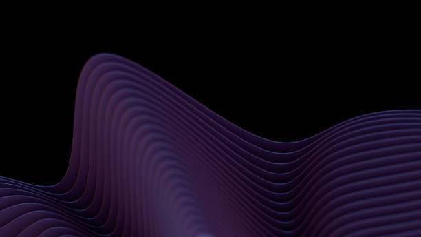 istock Flowing purple wave lines forming layered curves against a black background, creating a modern and minimal abstract design with fluid motion. 2204705360