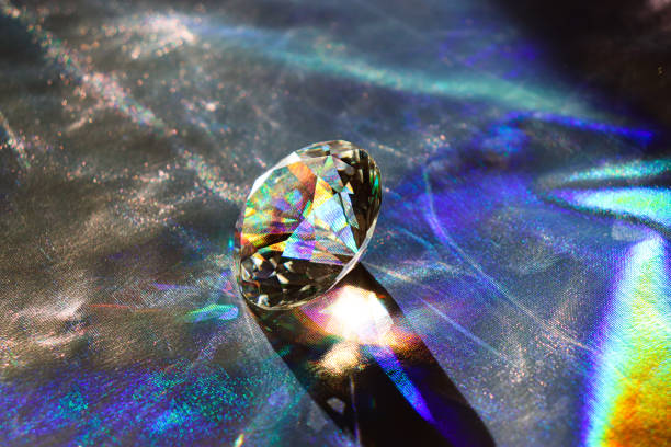 istock Holographic background. Diamond on shiny background. Rainbow effect. 2204706468