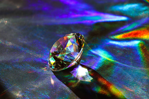 istock Holographic background. Diamond on shiny background. Rainbow effect. 2204706720