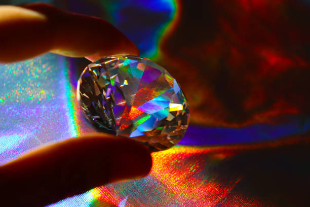istock Holographic background. Diamond on shiny background. Rainbow effect. 2204707218