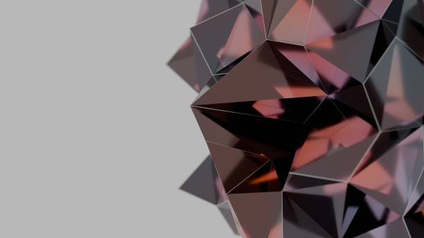 istock Faceted polygon surfaces in metallic black and pink form a sharp, reflective 3D design, revealing a modern, edgy aesthetic with gemlike highlights. 2204707407