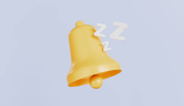 istock Turn off notification, bedtime, sleeping time, bell icon with zzz icon, relaxation concept 3d illustration 2204707425