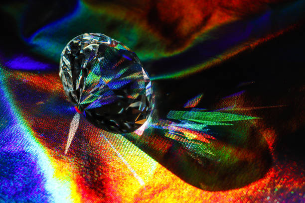 istock Holographic background. Diamond on shiny background. Rainbow effect. 2204707592