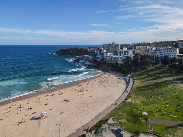 istock Aerial View of Crowded Bondi Beach on a Sunny Day 2204708250