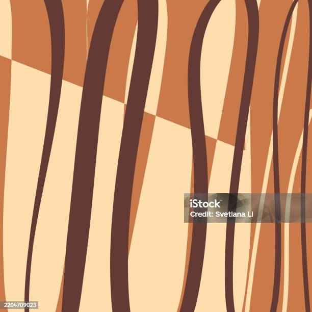 Stylized Abstract Brown Wave Patterns For Design Stock Illustration ...