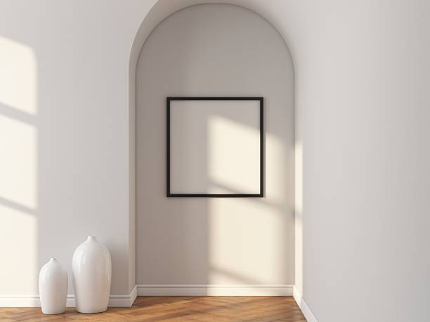 istock Square black art Poster Frame Mockup hanging on wall 2204715895