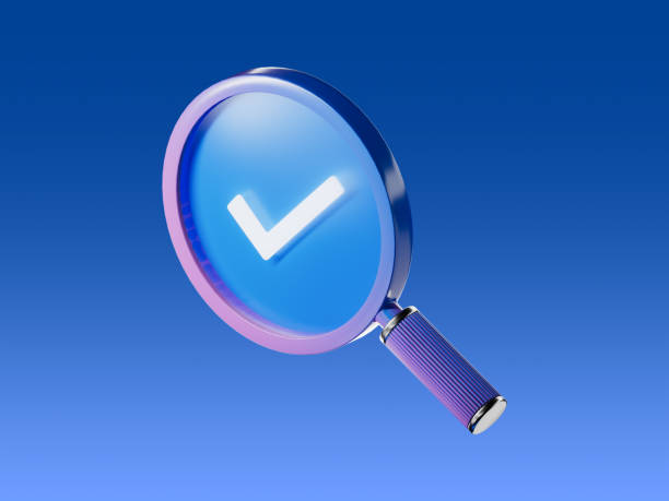 istock Magnifying glass. Discovery, research, search, analysis concept. 3d render icon. Verified and checked. 2204727348