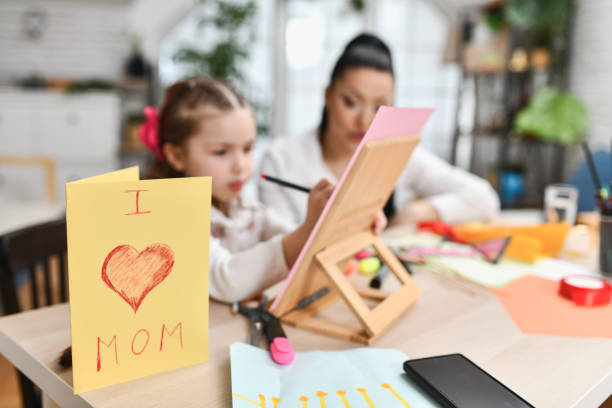 Mother and Daughter Bonding While Making DIY Cards For Each Other