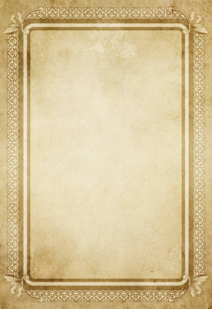 istock Aged grunge paper background with vintage ornamental frame. 2204734799