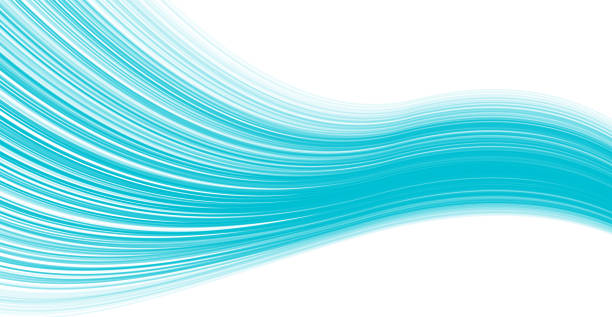 istock Vibrant blue minimal abstract curved wavy lines on the white background 2204742655