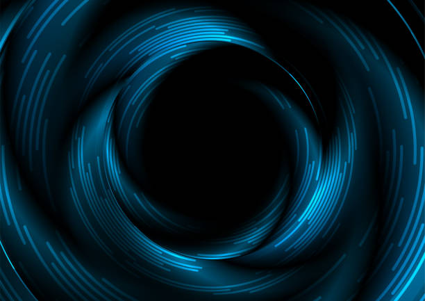 istock Blue black glossy circles and radial lines abstract glowing geometric background 2204742732
