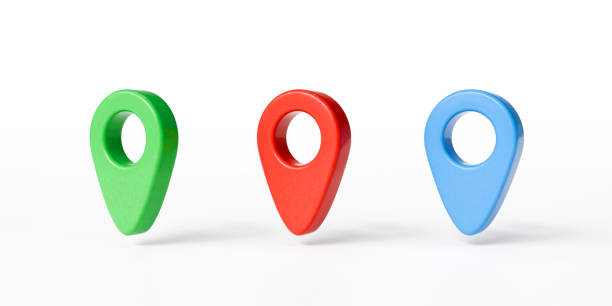 3d Colorful map pins isolated on white background