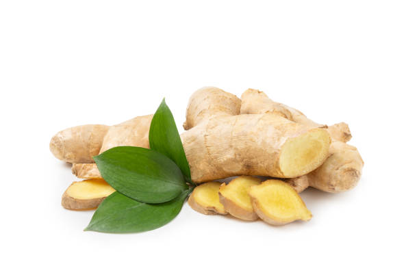 istock Fresh ginger and lemon isolated on white background. Sliced ​​ginger. Ginger root. Traditional alternative medicine, healing tea for immunity. Close-up. 2204747311