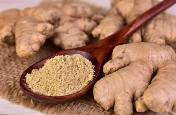 istock Fresh ginger and ginger powder.Close-up. 2204748308