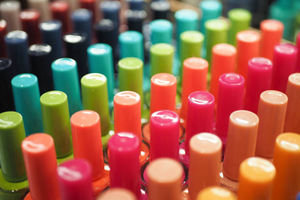nail polish collection display at shop shelf
