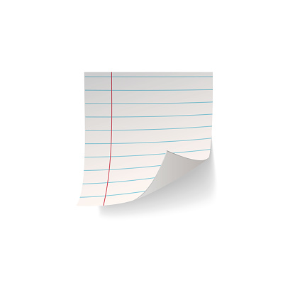 Notebook Line Sticker Notebook Paper Sticker Note Vector Realistic Lined School Sheet With ...