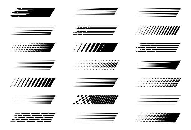 stockillustraties, clipart, cartoons en iconen met speed lines - op een rij