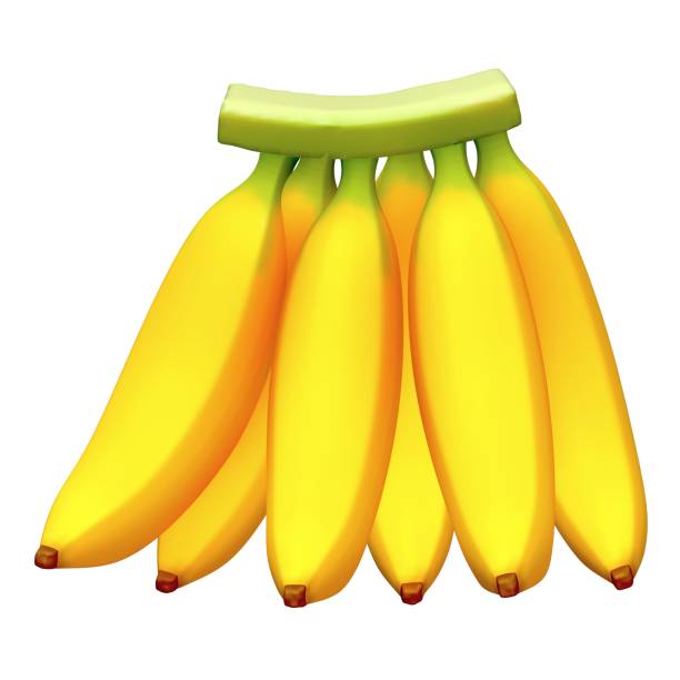 Fresh cute banana icon 3d rendering isolated