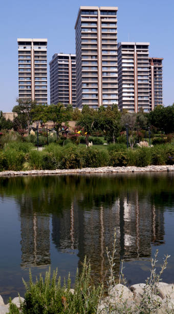 istock Lake reflection of buildings 2204754020
