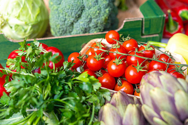 istock Farm grown organic vegetables background 2204763682