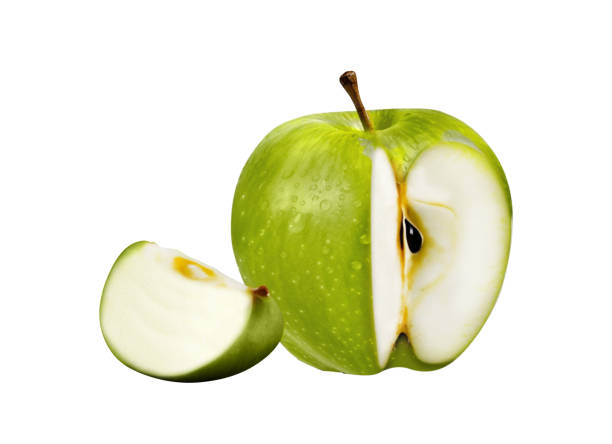 istock Green apple and slice isolated on white background. Clipping path included. 2204769881