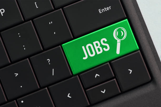 The word of job on speech bubble with wood blocks