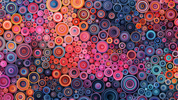 istock Colorful paper quilling art. Lively background with rolled paper made from twisted strips. Vibrant circles created using the quilling technique. Paper filigree hobby concept. Vector illustration 2204788120